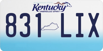 KY license plate 831LIX