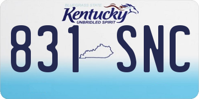 KY license plate 831SNC