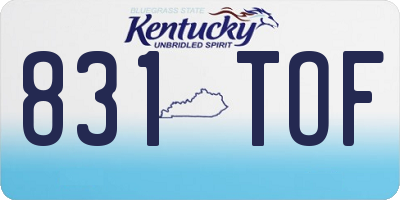 KY license plate 831TOF