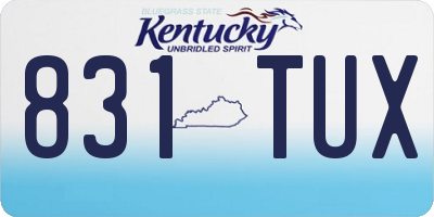 KY license plate 831TUX