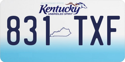 KY license plate 831TXF