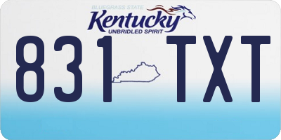 KY license plate 831TXT