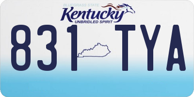 KY license plate 831TYA