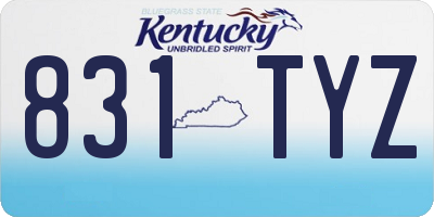 KY license plate 831TYZ