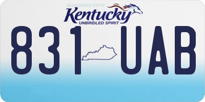 KY license plate 831UAB