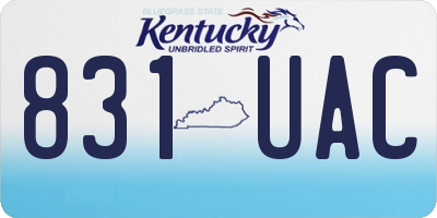 KY license plate 831UAC