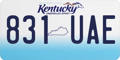 KY license plate 831UAE