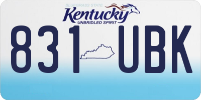 KY license plate 831UBK