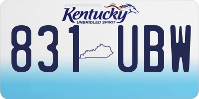 KY license plate 831UBW