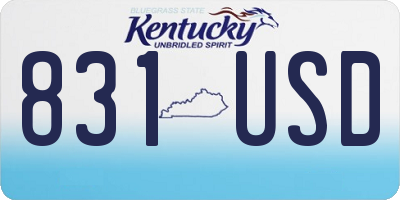 KY license plate 831USD