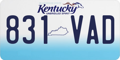 KY license plate 831VAD