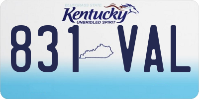 KY license plate 831VAL