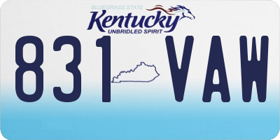 KY license plate 831VAW