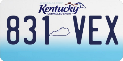 KY license plate 831VEX