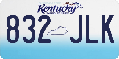 KY license plate 832JLK