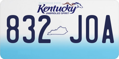 KY license plate 832JOA