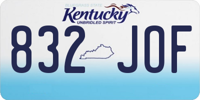 KY license plate 832JOF