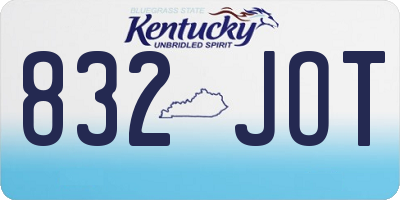 KY license plate 832JOT