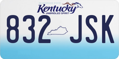 KY license plate 832JSK