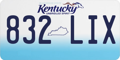 KY license plate 832LIX