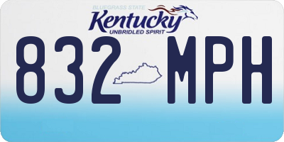 KY license plate 832MPH