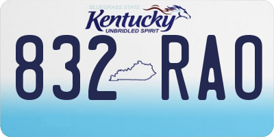 KY license plate 832RAO