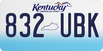 KY license plate 832UBK