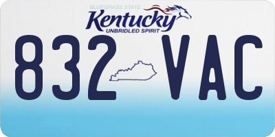 KY license plate 832VAC
