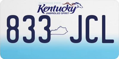 KY license plate 833JCL