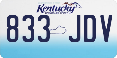 KY license plate 833JDV