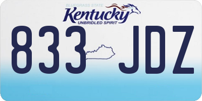 KY license plate 833JDZ