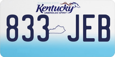 KY license plate 833JEB