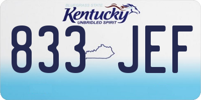 KY license plate 833JEF