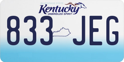KY license plate 833JEG