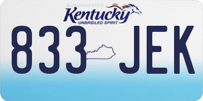 KY license plate 833JEK