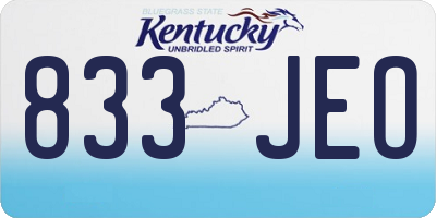KY license plate 833JEO