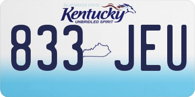 KY license plate 833JEU