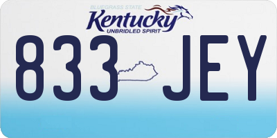 KY license plate 833JEY