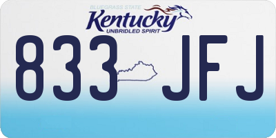 KY license plate 833JFJ