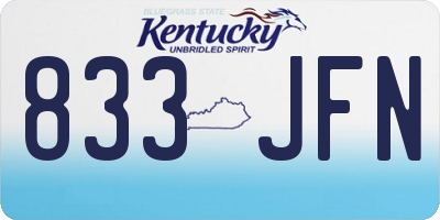 KY license plate 833JFN