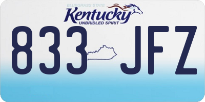 KY license plate 833JFZ