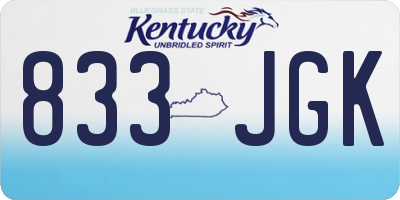 KY license plate 833JGK