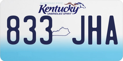 KY license plate 833JHA