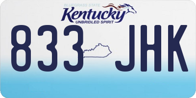 KY license plate 833JHK