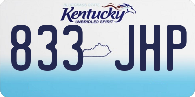 KY license plate 833JHP