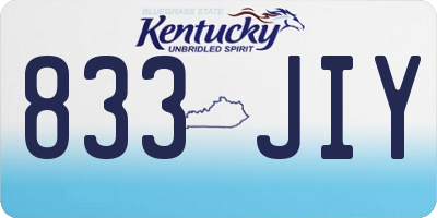 KY license plate 833JIY