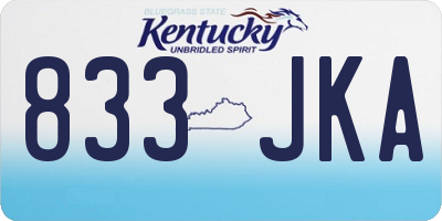 KY license plate 833JKA