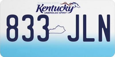 KY license plate 833JLN
