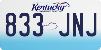 KY license plate 833JNJ