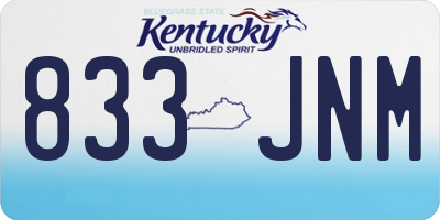 KY license plate 833JNM